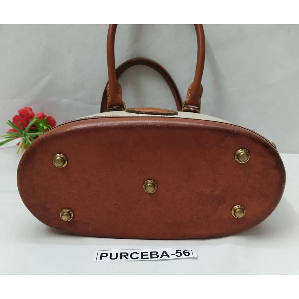Dooney & Bourke Ivory Pebbled Leather Dommed Double Handle Zipper Satchel Bag